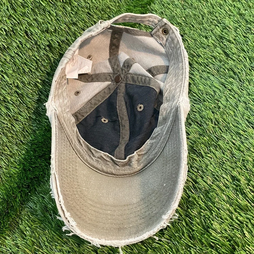 Mickey Mouse Disney Baseball Cap Beige OS Distressed Embroidered Slideback Hat
